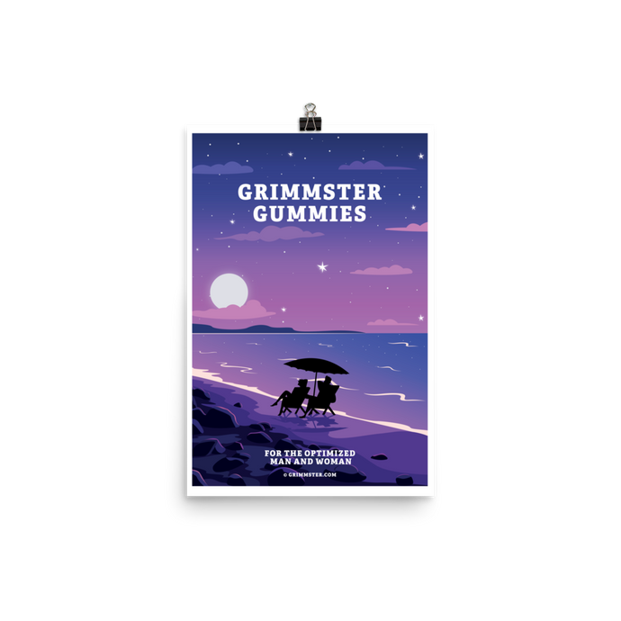 Grimmster Lifestyle Co.- Night Moon Beach Poster