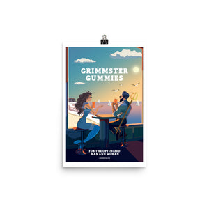 Grimmster Gummies Neptune and Mermaid Seaside Resort Poster - GRIMMSTER 