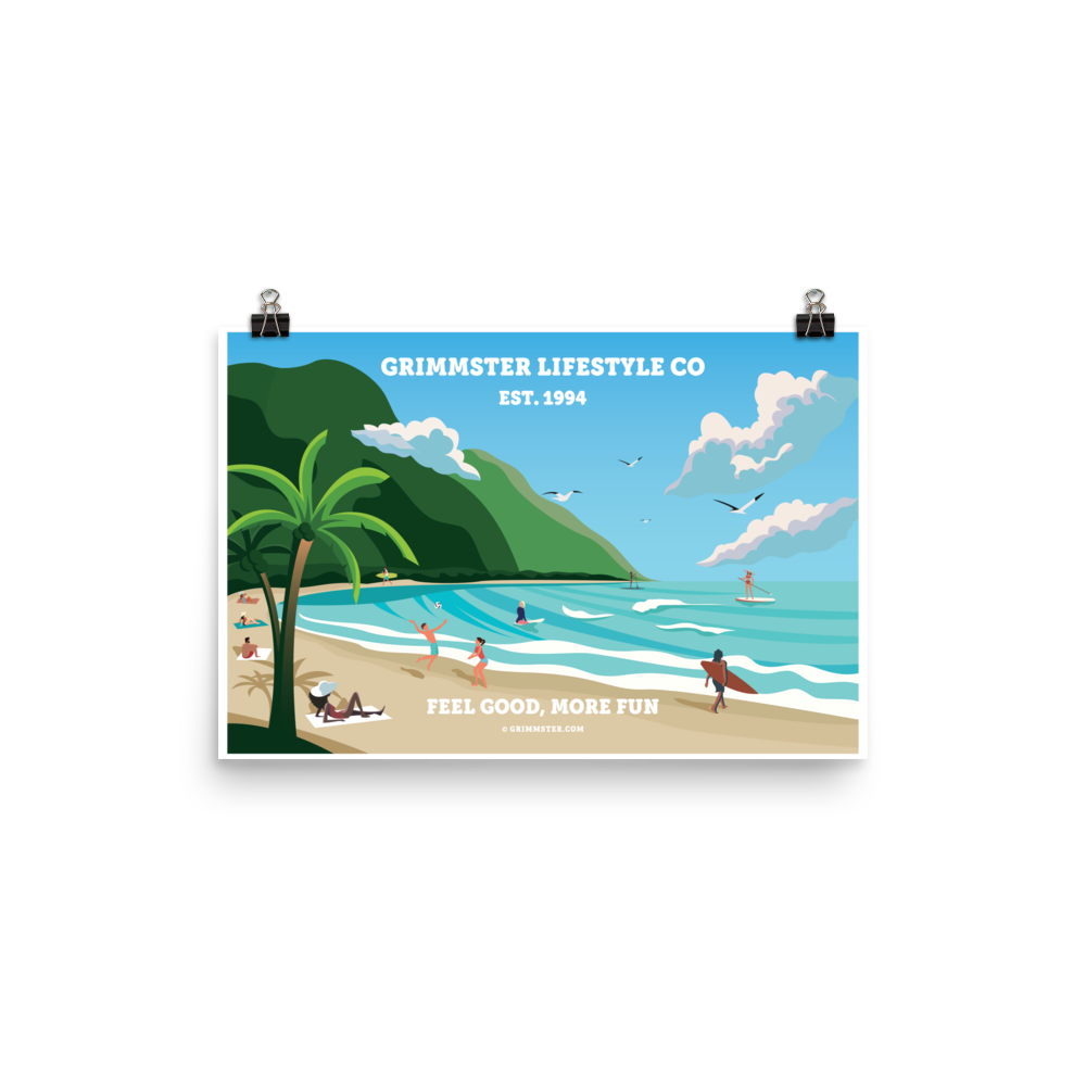 Grimmster Lifestyle Co. Beach Poster - Feel Good, More Fun - GRIMMSTER 