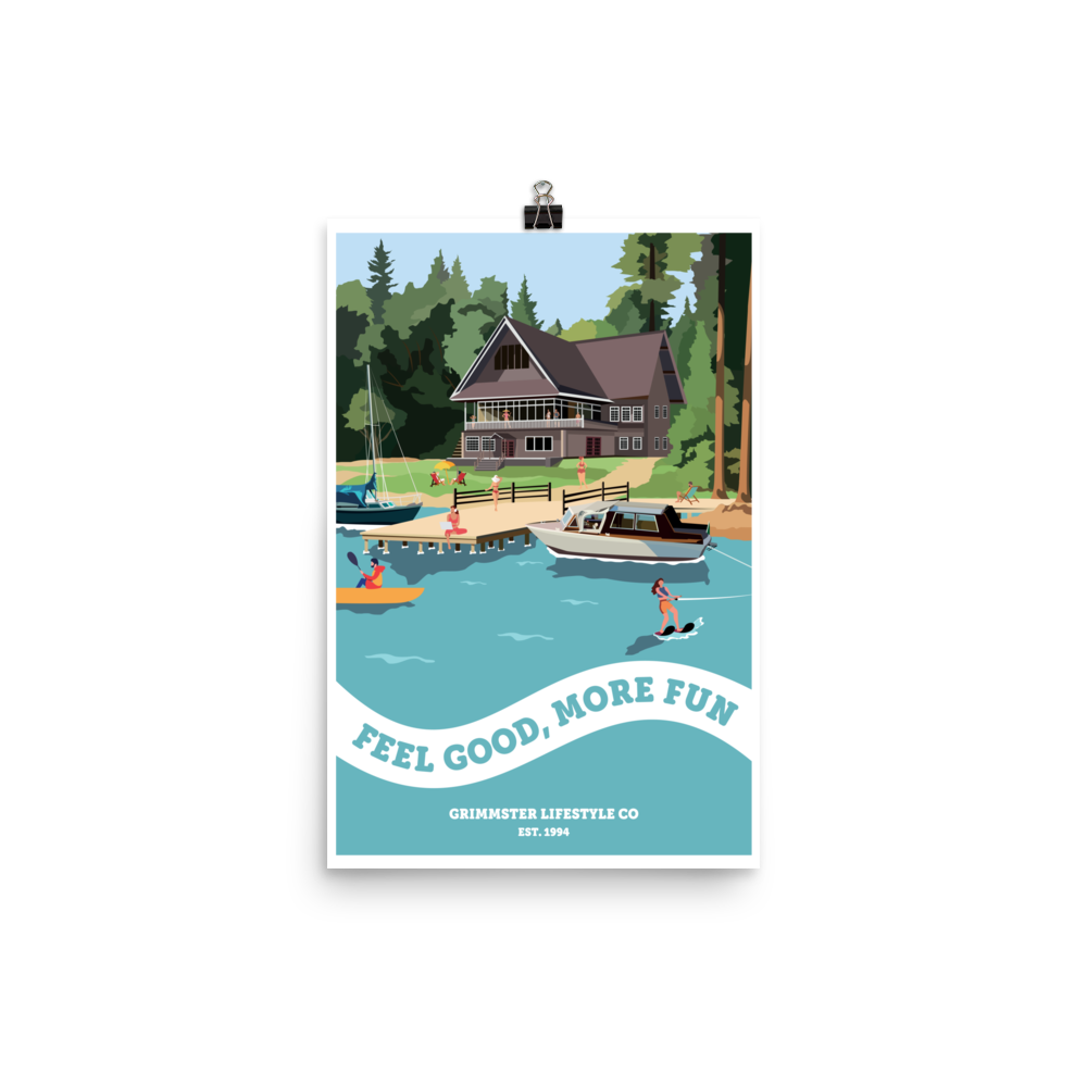Grimmster Lifestyle Co. Lake Resort Poster - Feel Good, More Fun-Vertical - GRIMMSTER 