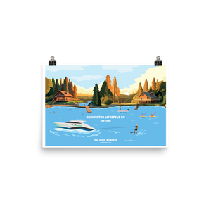 Grimmster Lifestyle Co. Water Skier Poster -Guy- Feel Good, More Fun - GRIMMSTER 