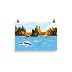Grimmster Lifestyle Co. Water Skier Poster - Guy and Girl- Feel Good, More Fun - GRIMMSTER 