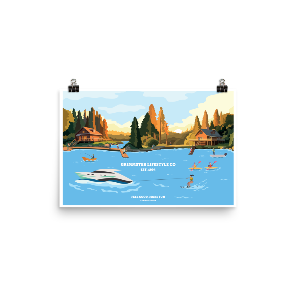 Grimmster Lifestyle Co. Water Skier Poster -Girl- Feel Good, More Fun - GRIMMSTER 