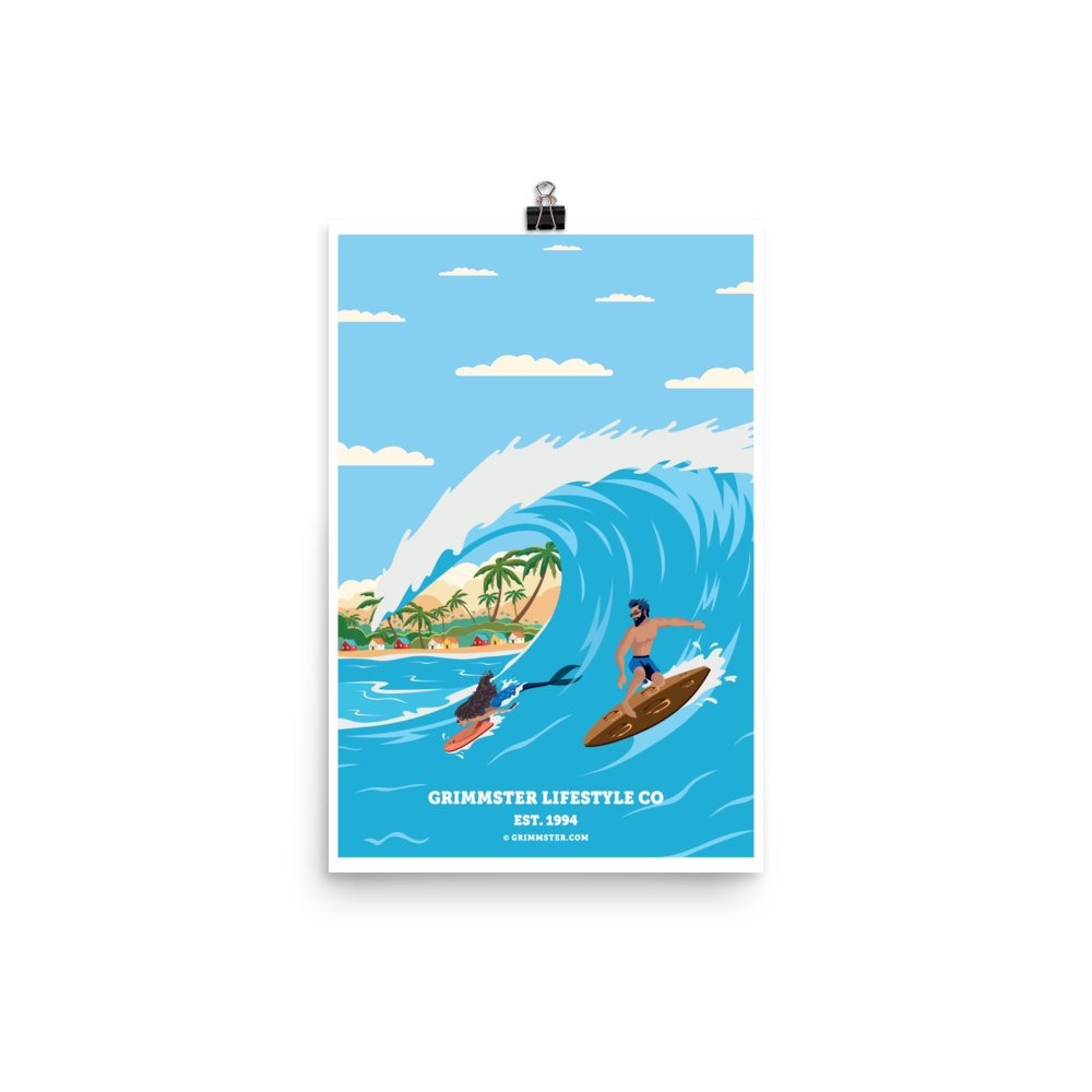Mermaid and Neptune Surfing in Bali Poster