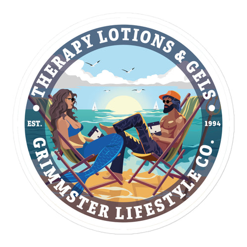 Mermaid & Neptune Beach Lotions Sticker 5.5 Inches - GRIMMSTER 