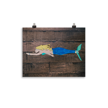 Load image into Gallery viewer, Mermaid Folk Art print on wood background - GRIMMSTER 