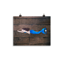 Load image into Gallery viewer, Mermaid print on wood background - GRIMMSTER 