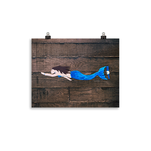 Mermaid print on wood background - GRIMMSTER 